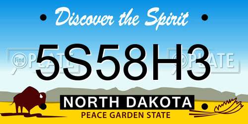 5S58H3 North Dakota License Plate