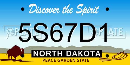 5S67D1 North Dakota License Plate
