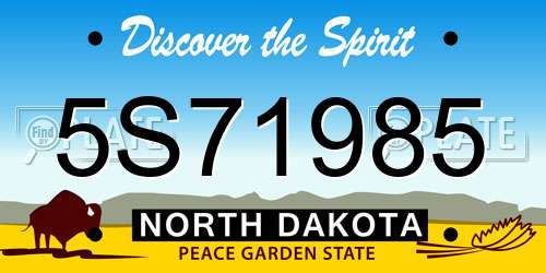 5S71985 North Dakota License Plate