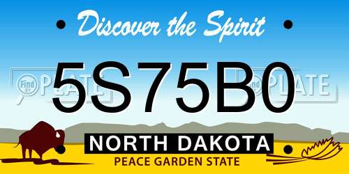 5S75B0 North Dakota License Plate