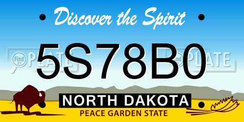 5S78B0 North Dakota License Plate