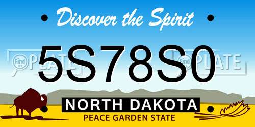 5S78S0 North Dakota License Plate