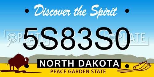 5S83S0 North Dakota License Plate