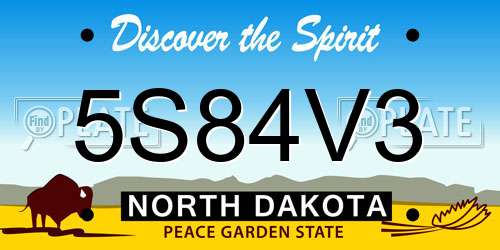5S84V3 North Dakota License Plate