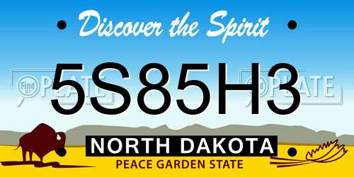 5S85H3 North Dakota License Plate