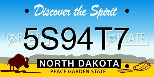 5S94T7 North Dakota License Plate