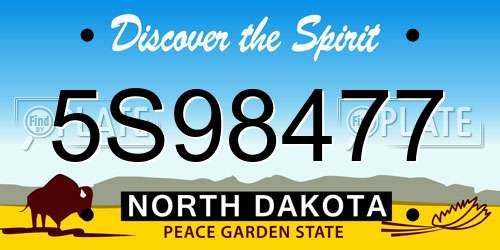 5S98477 North Dakota License Plate