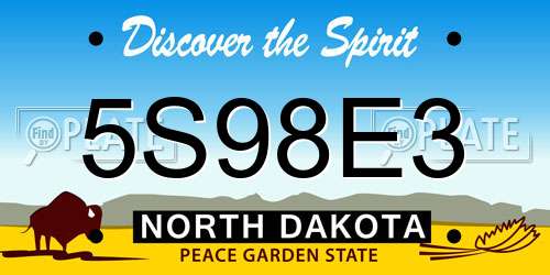 5S98E3 North Dakota License Plate
