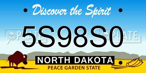 5S98S0 North Dakota License Plate