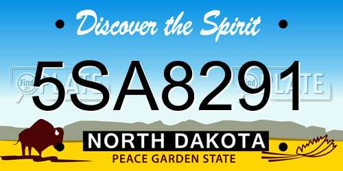 5SA8291 North Dakota License Plate