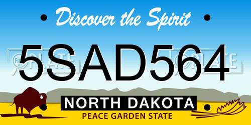 5SAD564 North Dakota License Plate