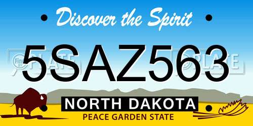 5SAZ563 North Dakota License Plate