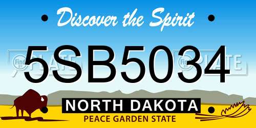 5SB5034 North Dakota License Plate