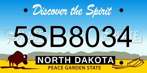 5SB8034 North Dakota License Plate