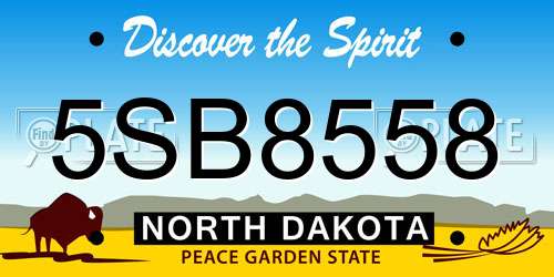 5SB8558 North Dakota License Plate