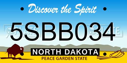 5SBB034 North Dakota License Plate