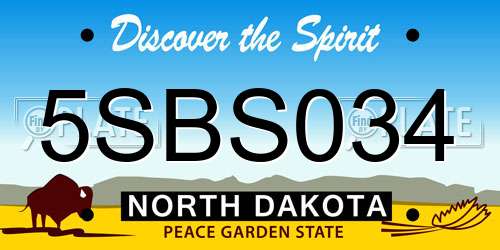 5SBS034 North Dakota License Plate