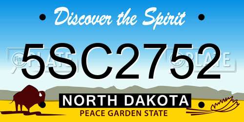 5SC2752 North Dakota License Plate