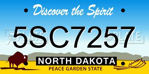 5SC7257 North Dakota License Plate