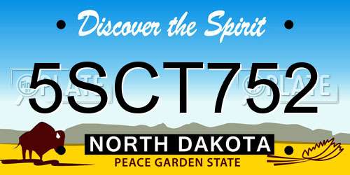 5SCT752 North Dakota License Plate