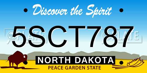 5SCT787 North Dakota License Plate