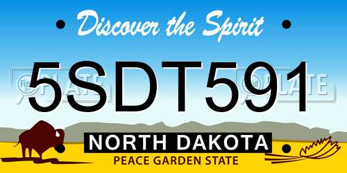 5SDT591 North Dakota License Plate