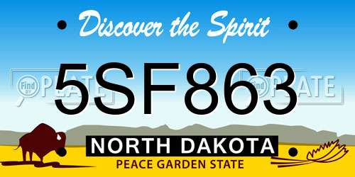 5SF863 North Dakota License Plate