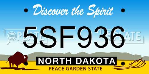 5SF936 North Dakota License Plate