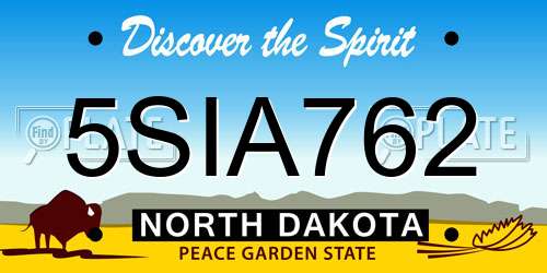 5SIA762 North Dakota License Plate