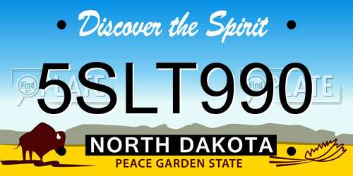 5SLT990 North Dakota License Plate