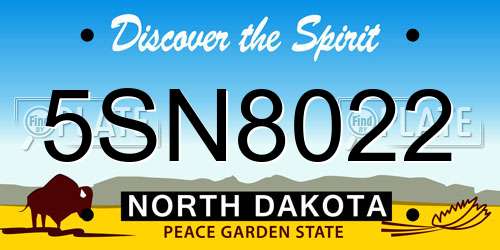 5SN8022 North Dakota License Plate