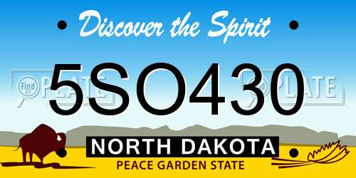 5SO430 North Dakota License Plate