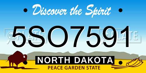 5SO7591 North Dakota License Plate