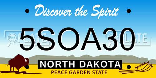 5SOA30 North Dakota License Plate