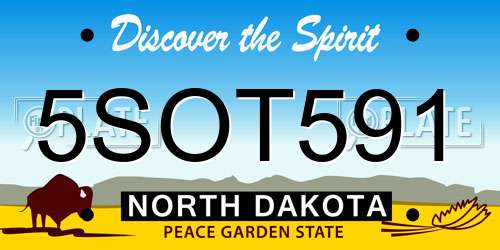 5SOT591 North Dakota License Plate