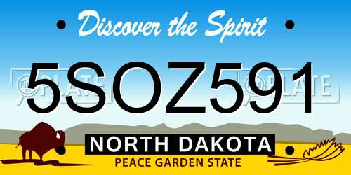 5SOZ591 North Dakota License Plate