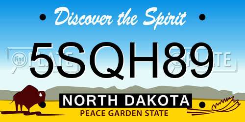 5SQH89 North Dakota License Plate