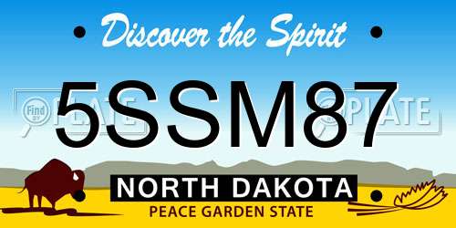5SSM87 North Dakota License Plate