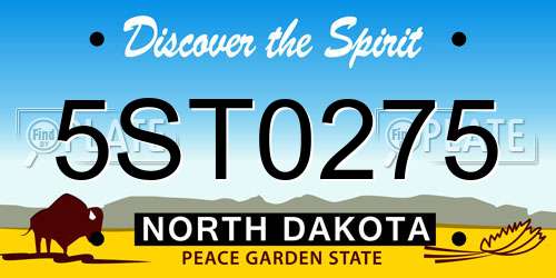 5ST0275 North Dakota License Plate