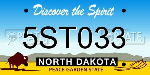 5ST033 North Dakota License Plate
