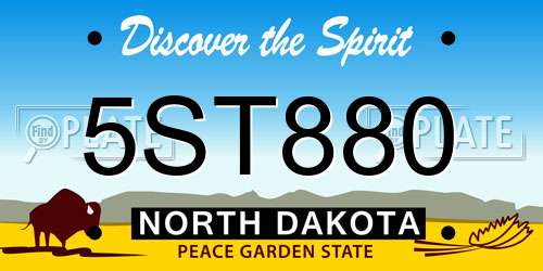 5ST880 North Dakota License Plate