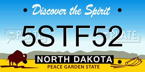 5STF52 North Dakota License Plate