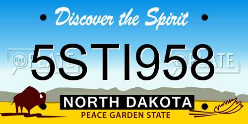 5STI958 North Dakota License Plate