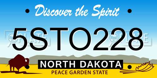5STO228 North Dakota License Plate