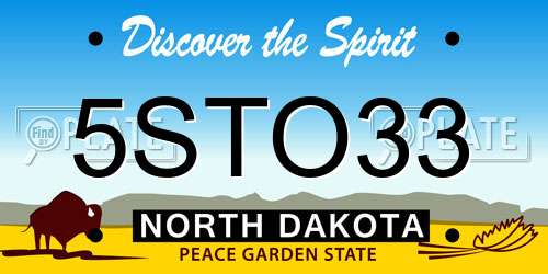 5STO33 North Dakota License Plate