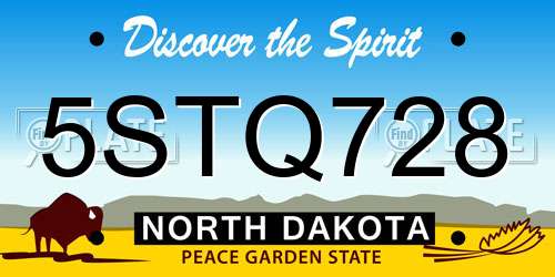 5STQ728 North Dakota License Plate