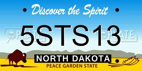 5STS13 North Dakota License Plate