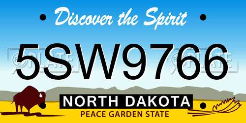 5SW9766 North Dakota License Plate