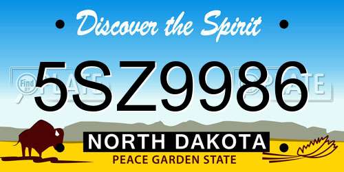 5SZ9986 North Dakota License Plate