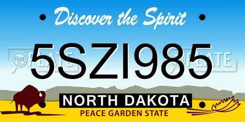 5SZI985 North Dakota License Plate